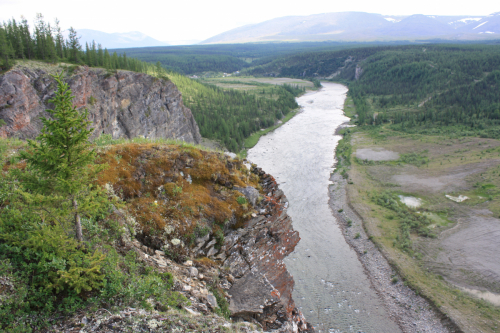 View of the Kozhim River and  the gold-mining polygon