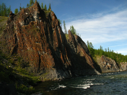 Lime stones on the shores of the Kozhim River