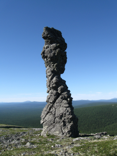 Stone pillars at <br>the Manpupuner Plateau