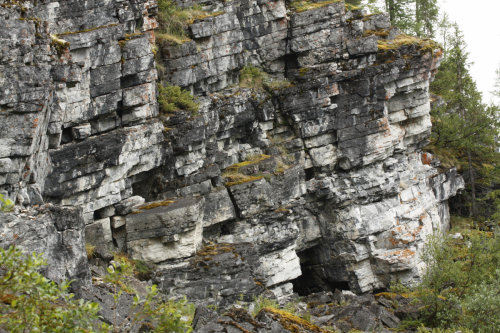 Carbonate outcrops on <br>the Kozhim River shores